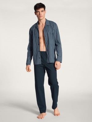 Calida Relax Imprint Pyjama Buttoned Sovkläder Herr Mörk | DGVH10269