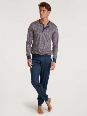 Calida Relax Selected 3 Pyjama With Cuff Sovkläder Herr Warm Sands | ACZH53128