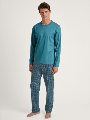 Calida Relax Streamline 3 Pyjama Sovkläder Herr Blå | HQBN90748