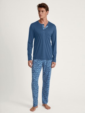 Calida Relax Superlight Pyjama Sovkläder Herr Blå | MEOZ54982