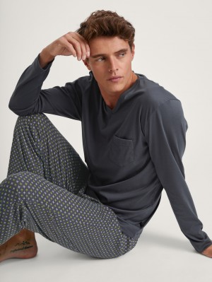 Calida Relax Swiss Edition Pyjama Sovkläder Herr Anthrazit | IVEY83714
