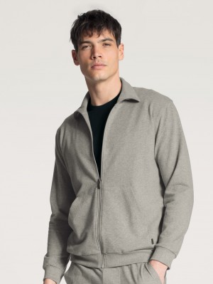 Calida Remix Basic Lounge Jacket Loungewear Herr Carbon Melé | NVUP98015