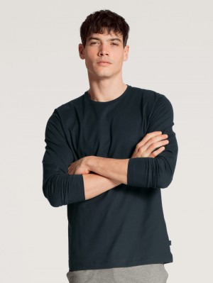 Calida Remix Basic Sleep Shirt Long Sleeve Loungewear Herr Mörk | EQJK16295