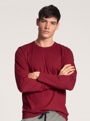 Calida Remix Basic Sleep Shirt Long Sleeve Loungewear Herr Röda | HVDC52836