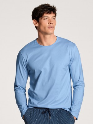Calida Remix Basic Sleep Shirt Long Sleeve Loungewear Herr Blå | DBUL95617