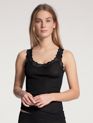 Calida Richesse Lace Tank Top Underkläder Dam Ws Schwarz | NDTK96714