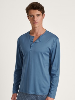 Calida Rmx Sleep Free Shirt Long Sleeve Sovkläder Herr Blå | KACI96730
