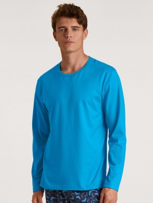 Calida Rmx Sleep Leisure Shirt Long Sleeve Loungewear Herr Blå | QXHZ49581