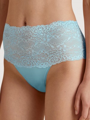 Calida Sensual Secrets High-waisted Briefs With Lace Waistband Underkläder Dam Blå | HTIG26391
