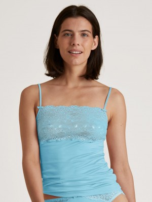 Calida Sensual Secrets Spaghetti Strap Top With Lace Underkläder Dam Blå | OIVD32495