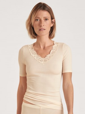 Calida Silky Wool Joy Shirt Short Sleeve Underkläder Dam Ljus | QNYM27043
