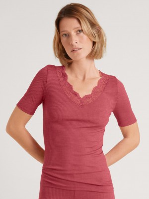 Calida Silky Wool Joy Shirt Short Sleeve Underkläder Dam Röda | QIVM82609