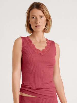 Calida Silky Wool Joy Tank Top Underkläder Dam Röda | HNBR01256