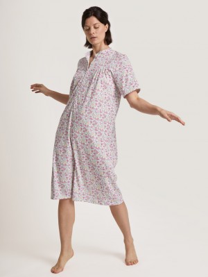 Calida Soft Cotton Nightdress, Length 110 Cm Sovkläder Dam Blommiga | OMIB42179