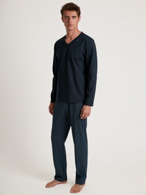 Calida Special Pyjama Sovkläder Herr Blå | DHFV72934