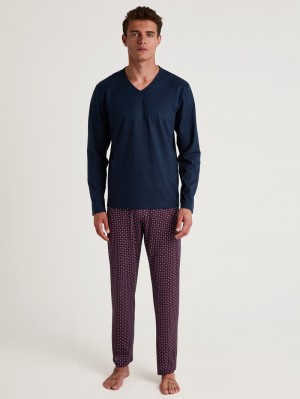 Calida Special Pyjama Sovkläder Herr Blå | JVNF39825