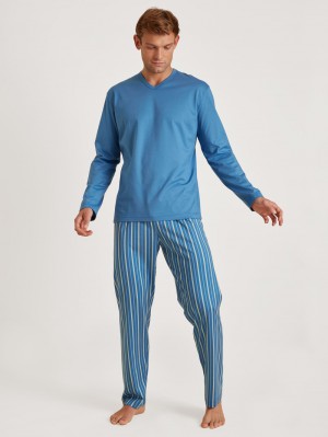 Calida Special Pyjama Sovkläder Herr Blå | XKHM54973