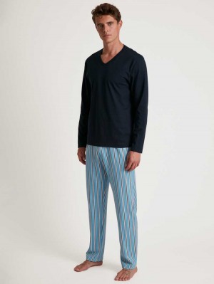 Calida Special Pyjama Sovkläder Herr Blå | AECV16597