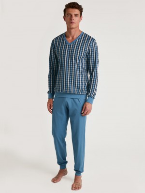 Calida Special Pyjama With Cuff Sovkläder Herr Blå | YSMB19853