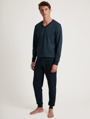 Calida Special Pyjama With Cuff Sovkläder Herr Blå | MSFE50872