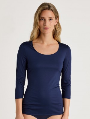 Calida Special Shirt 3/4 Sleeve Underkläder Dam Blå | LMXK30265