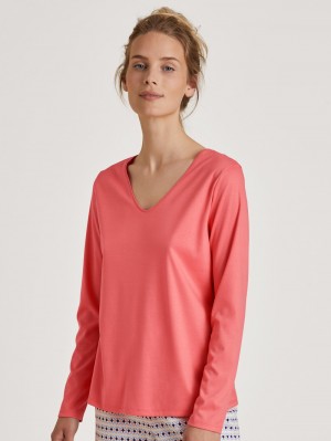 Calida Special Shirt Long Sleeve Loungewear Dam Rosa | QXAI84261