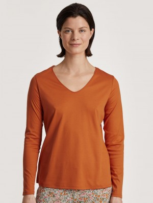 Calida Special Shirt Long Sleeve Loungewear Dam Smoked Paprika | NCVP79450