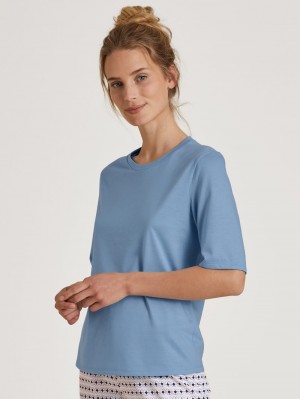 Calida Special Shirt Short Sleeve Sovkläder Dam Blå | EDMV25134