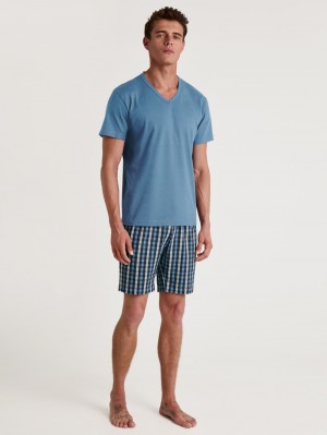 Calida Special Short Pyjama Sovkläder Herr Blå | AODV90684