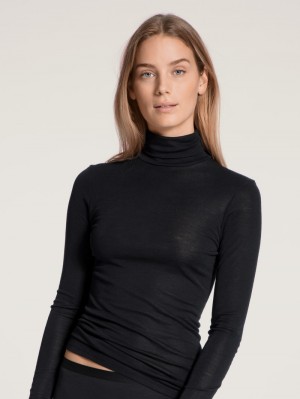 Calida True Confidence Shirt Long Sleeve Underkläder Dam Ws Schwarz | IPFS85176