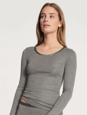 Calida True Confidence Shirt Long Sleeve Underkläder Dam Platin Melé_ | FWBS25760