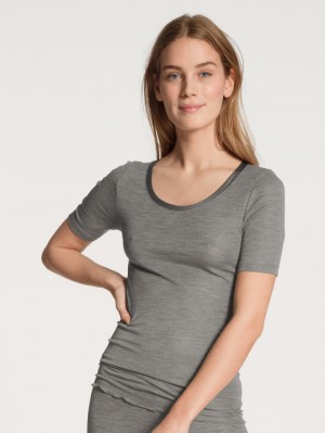 Calida True Confidence Shirt Short Sleeve Underkläder Dam Platin Melé_ | OKLV38409