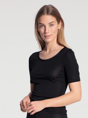 Calida True Confidence Shirt Short Sleeve Underkläder Dam Ws Schwarz | BJKY43915