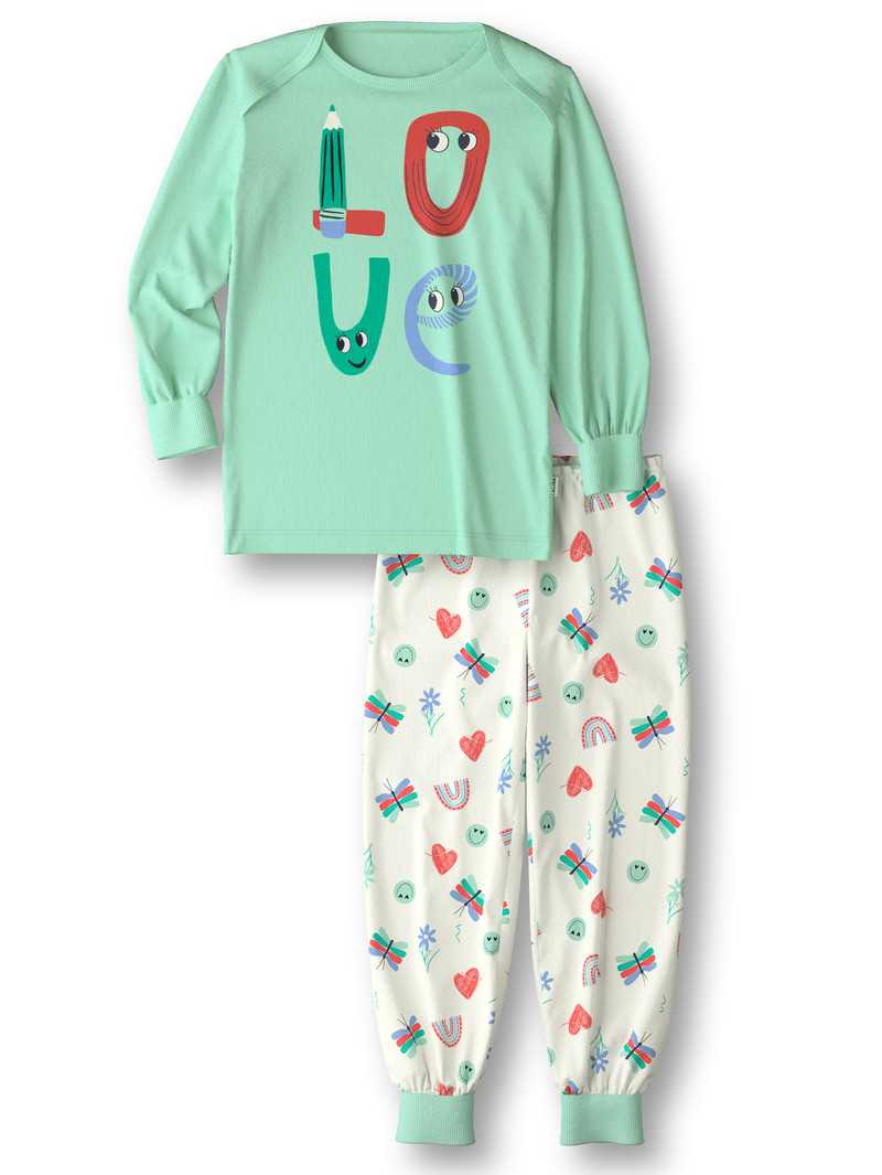 Calida Toddlers Doodle Pyjama With Cuff Pyjama Barn Gröna | VXAY17685