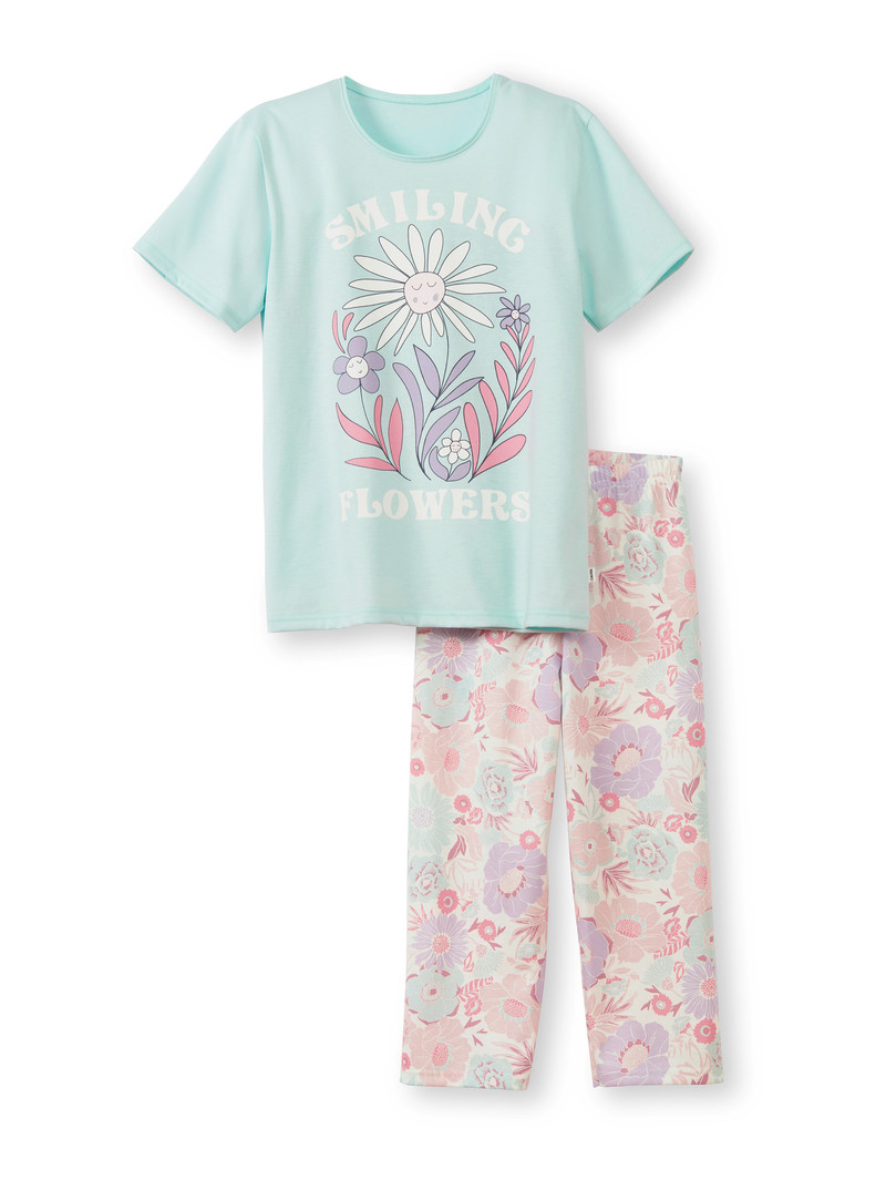 Calida Kids Flowers 3/4 Pyjama Pyjama Barn Blå | BWSG47568