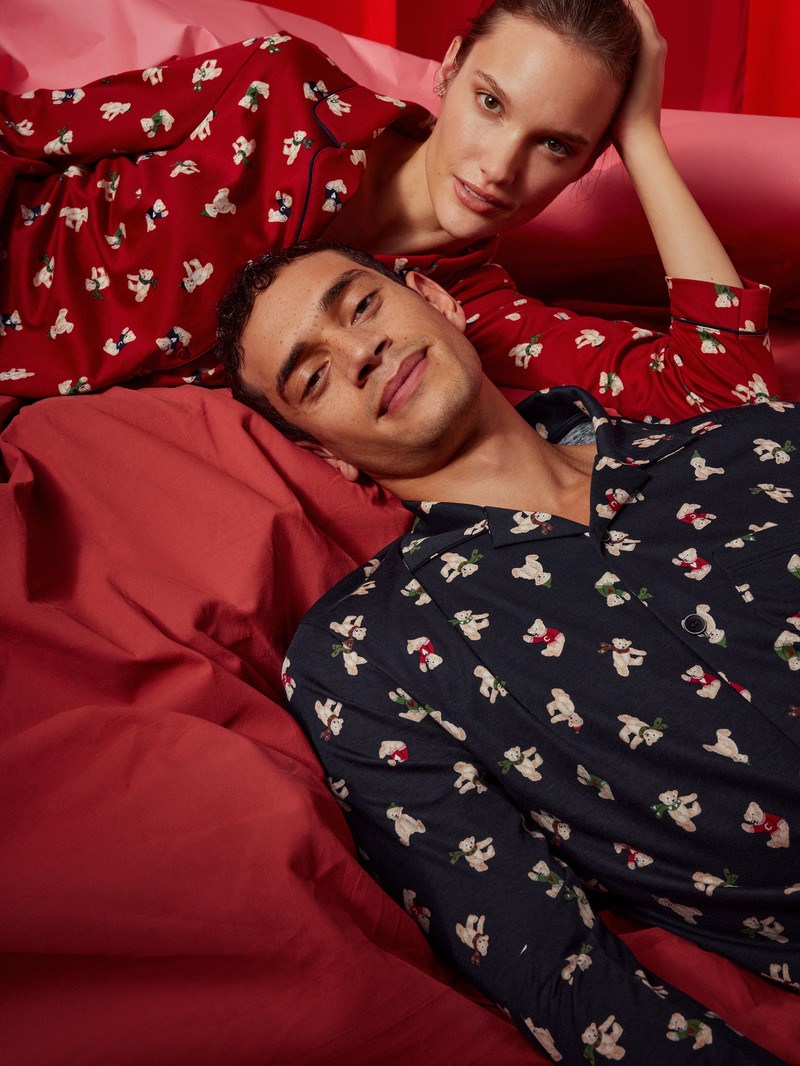 Calida Relax Teddy Pyjama Buttoned Sovkläder Herr Mörk | YTVB75964