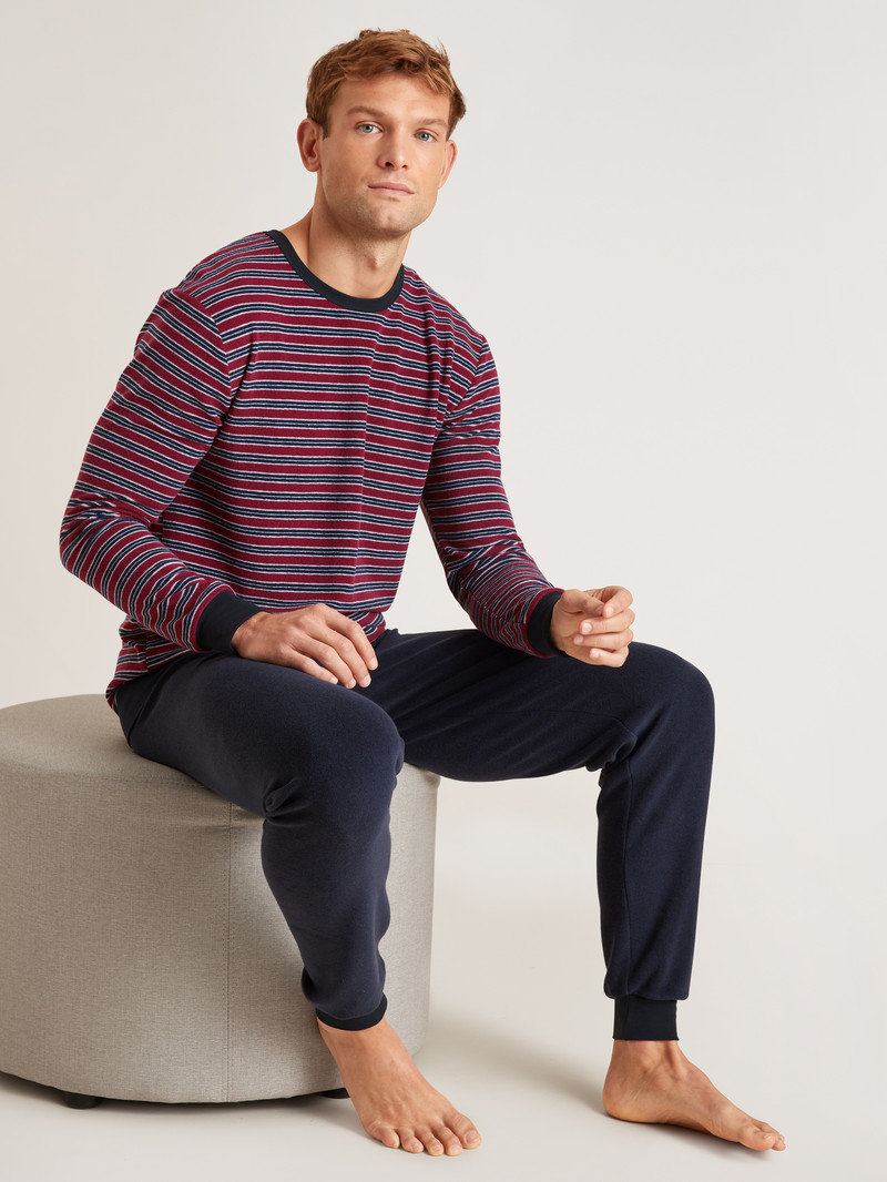 Calida Relax Terry Terry Pyjama With Cuff Sovkläder Herr Röda | VKXZ49261
