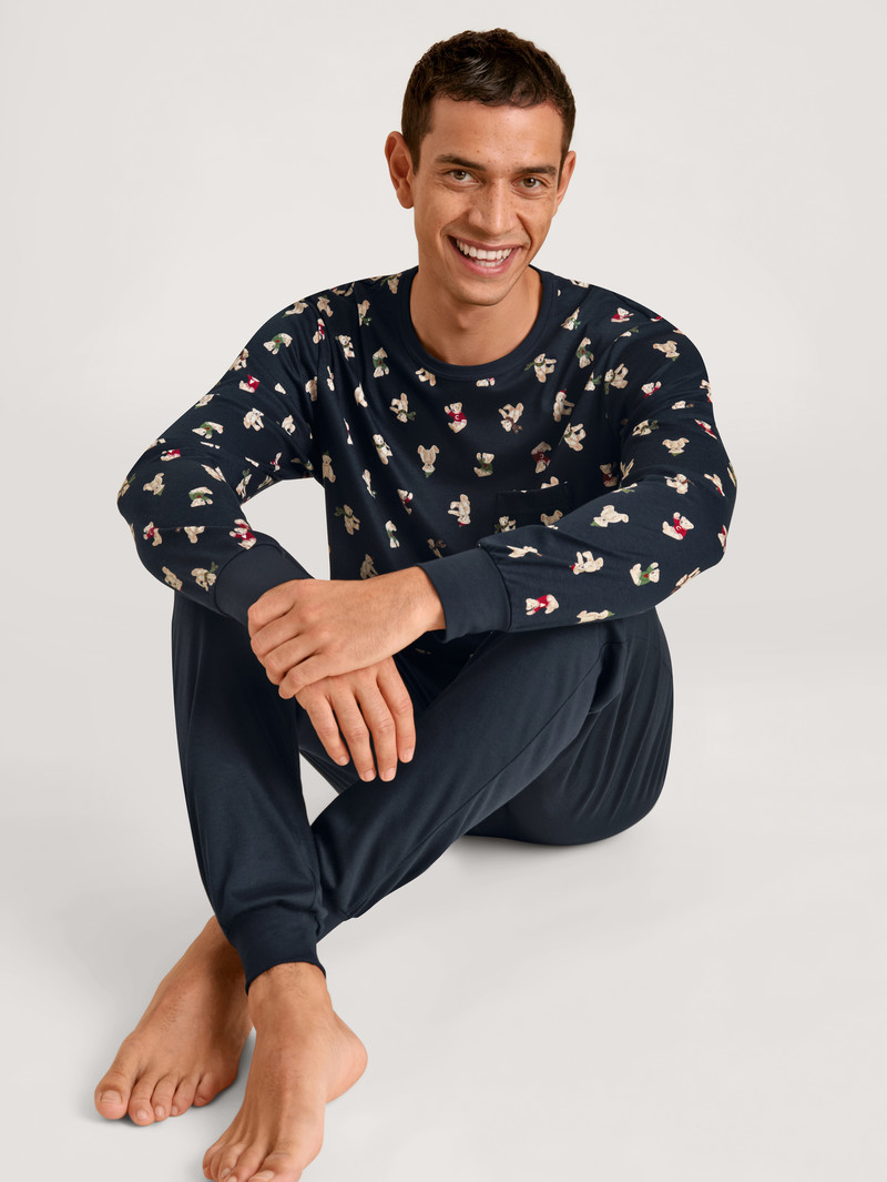 Calida Relax Teddy Pyjama With Cuff Sovkläder Herr Mörk | LTCX12803