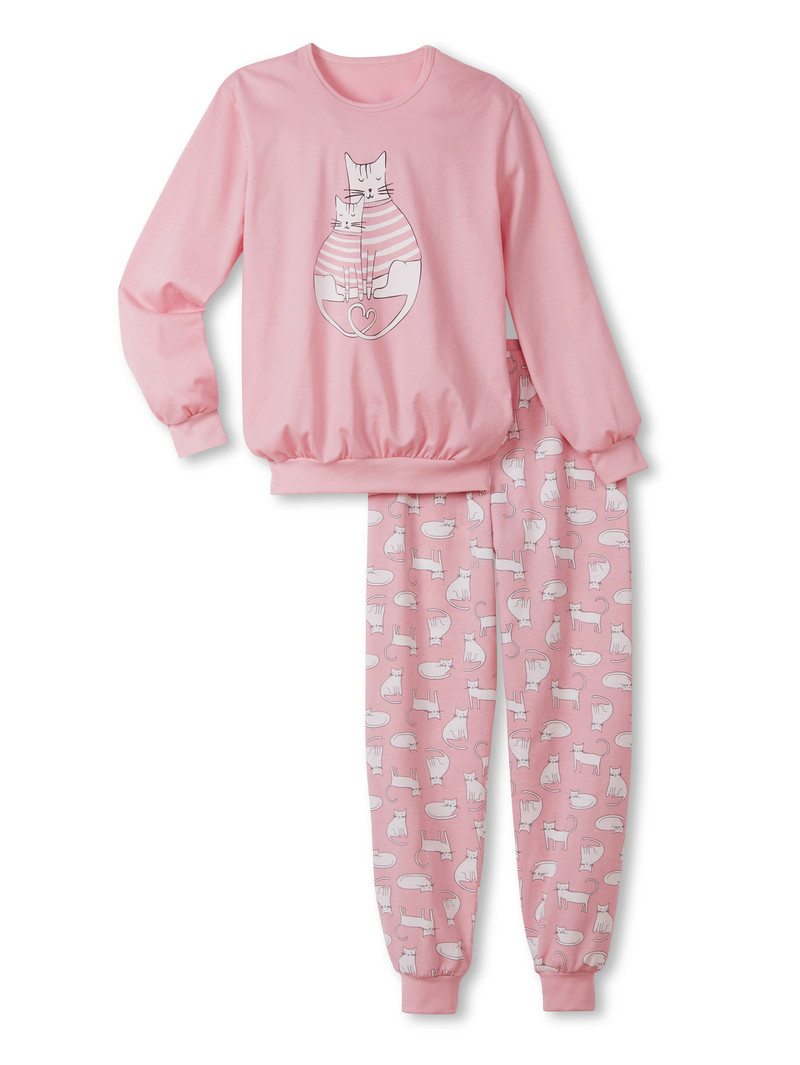 Calida Kids Cat Pyjama With Cuff Pyjama Barn Korall | LMST02831