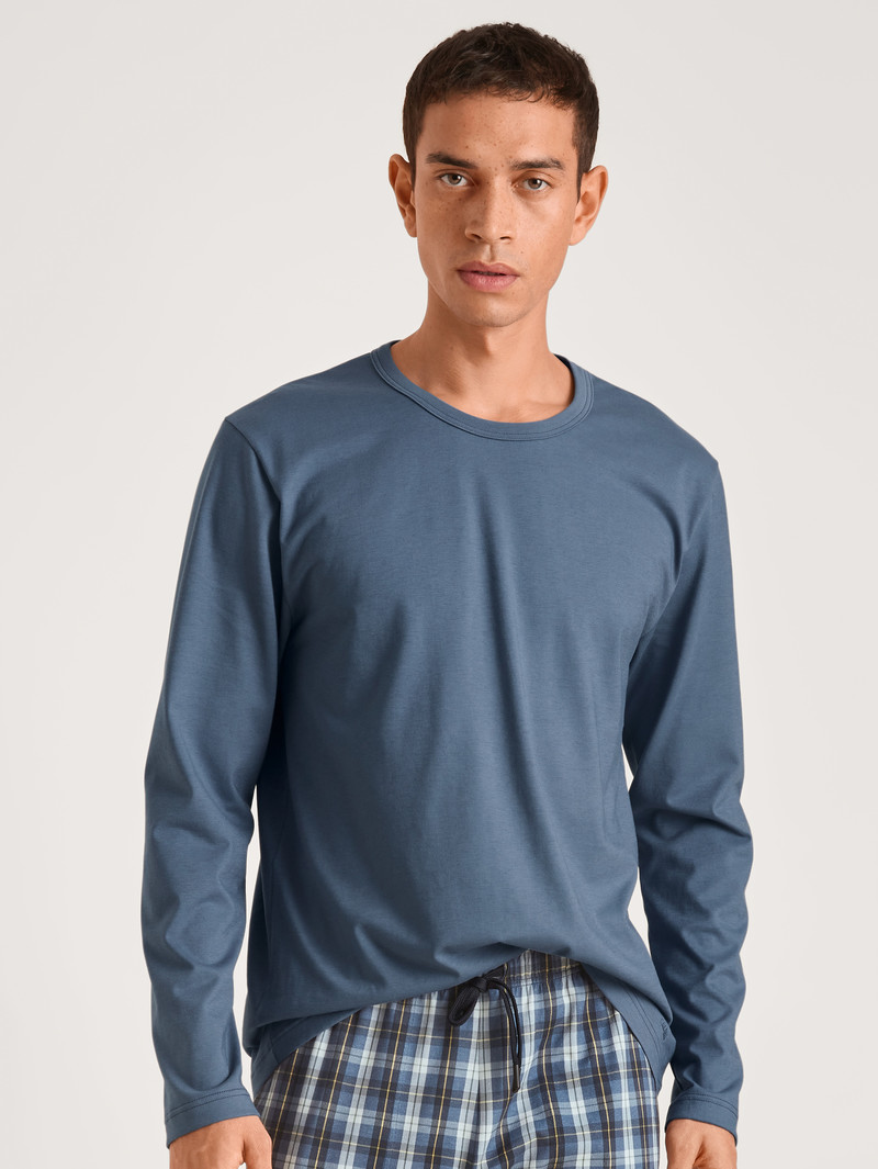 Calida Rmx Sleep Leisure Shirt Long Sleeve Sovkläder Herr Indigo | HZXC47580