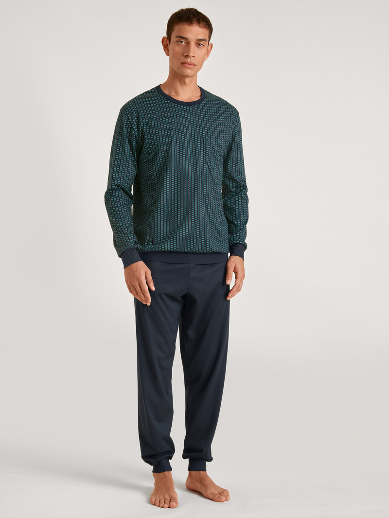 Calida Relax Imprint 2 Pyjama With Cuff Sovkläder Herr Mörkgröna | QYTU94167