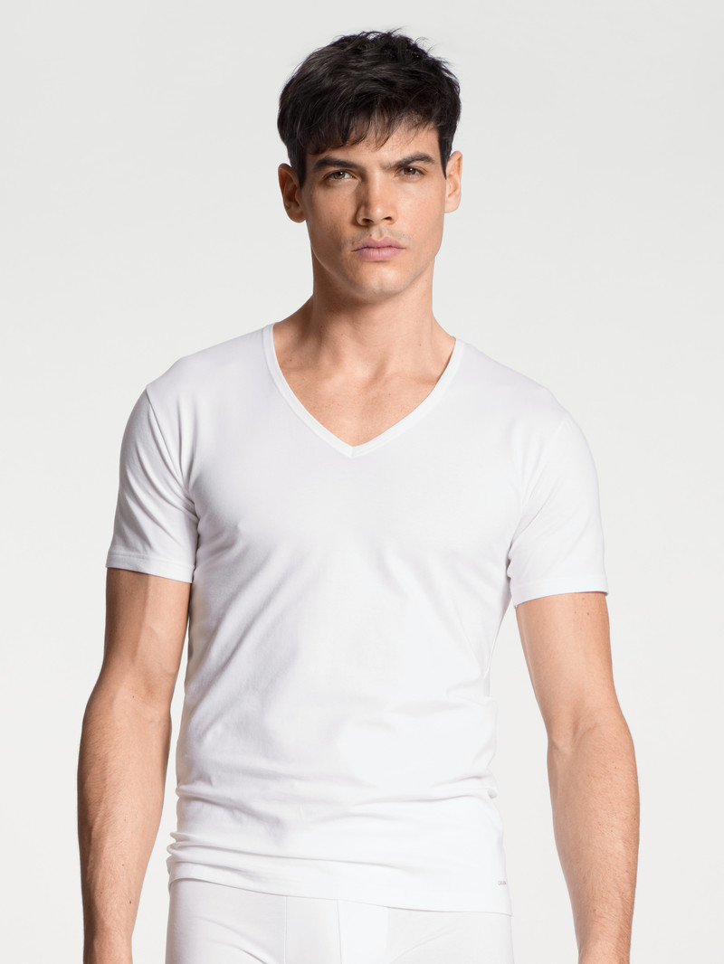 Calida Cotton Code V-shirt Underkläder Herr Weiss | UMHB67204