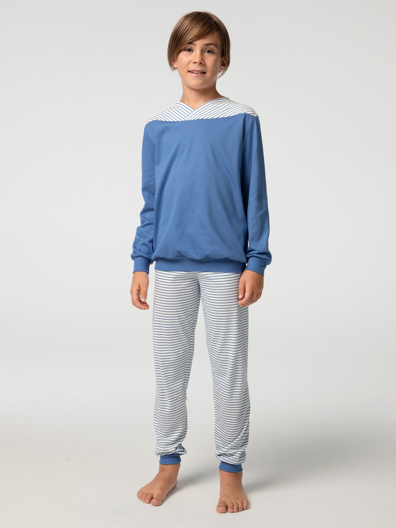 Calida Boys Youngster Pyjama With Cuff Pyjama Barn Blå | UGFA15642