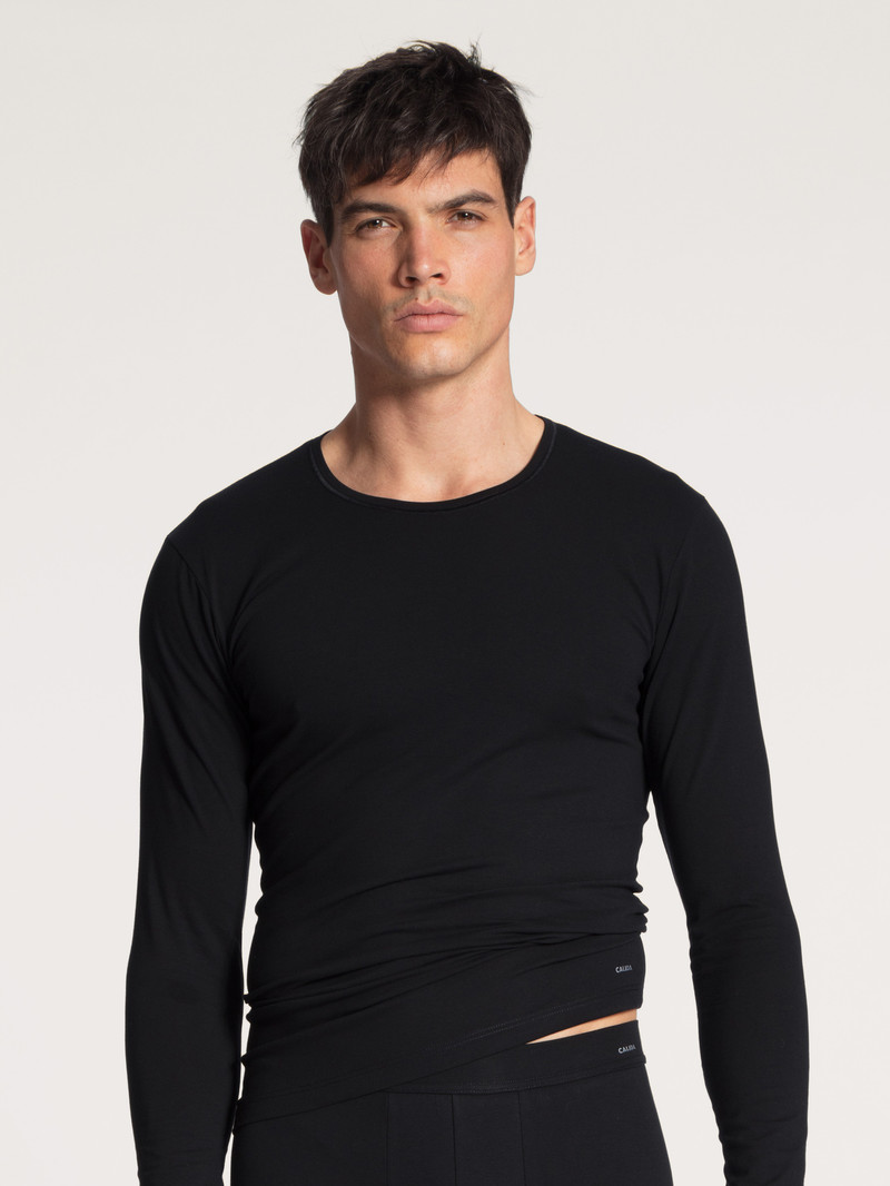 Calida Cotton Code Shirt Long Sleeve Underkläder Herr Schwarz | BDMF17538