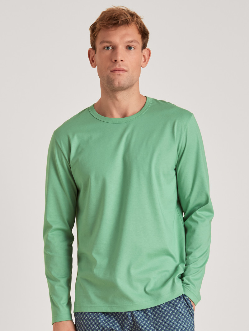 Calida Rmx Sleep Enjoy Shirt Long Sleeve Sovkläder Herr Gröna | GMJE82436