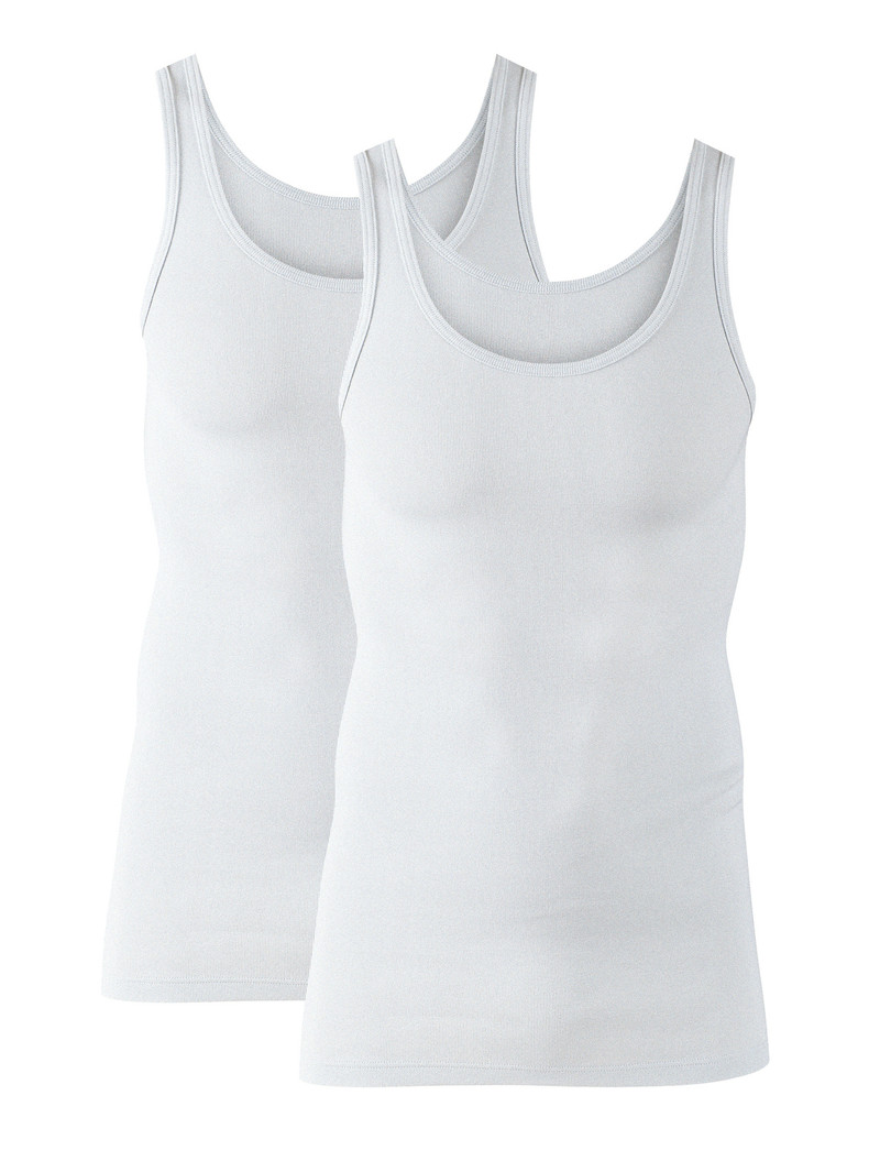 Calida Classic Twisted Cotton Athletic Shirt Two-pack Underkläder Herr Vita | KWAM06243