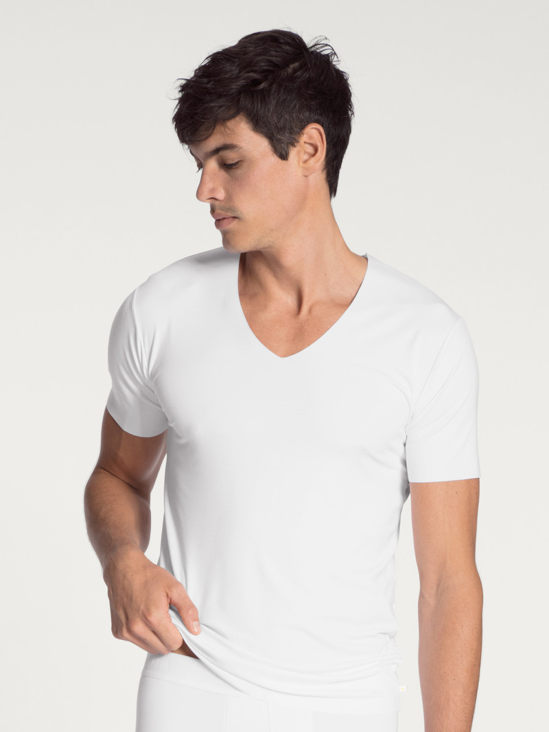 Calida Clean Line V-shirt Underkläder Herr Weiss | OJGK26857