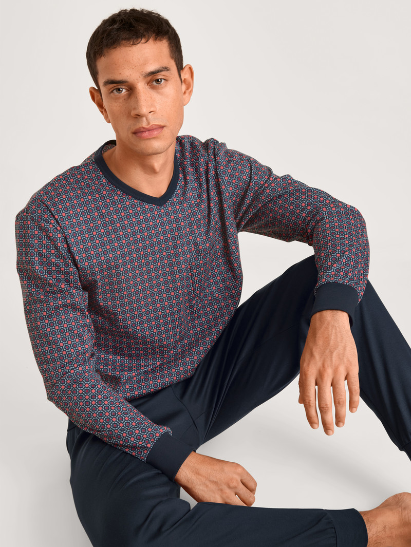 Calida Relax Streamline 4 Pyjama With Cuff Sovkläder Herr Röda | MHKN47305
