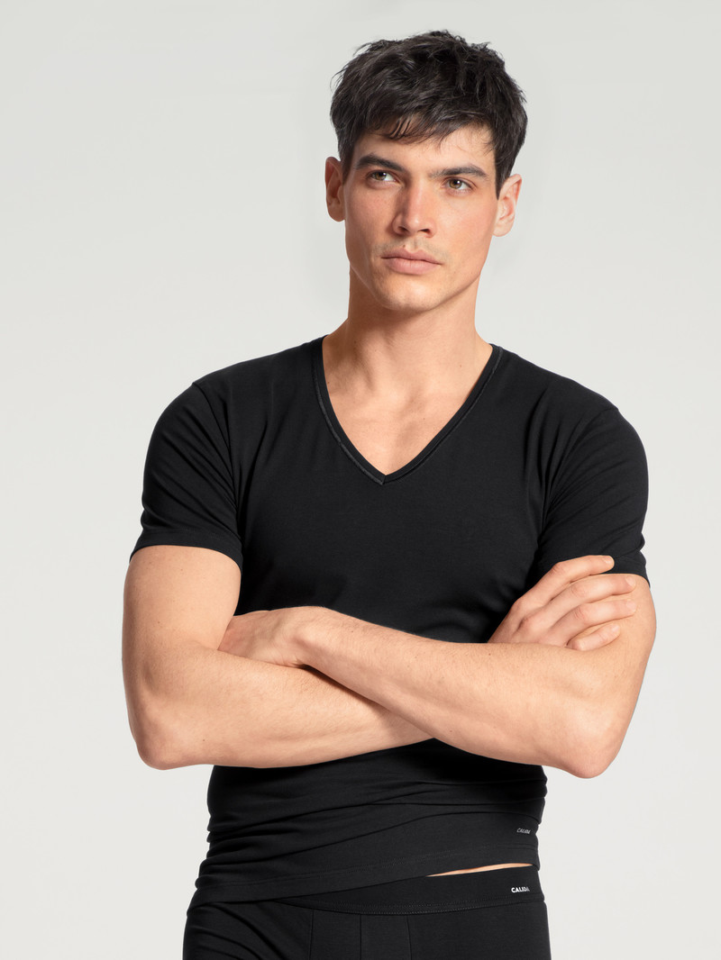 Calida Cotton Code V-shirt Underkläder Herr Schwarz | PONW23409