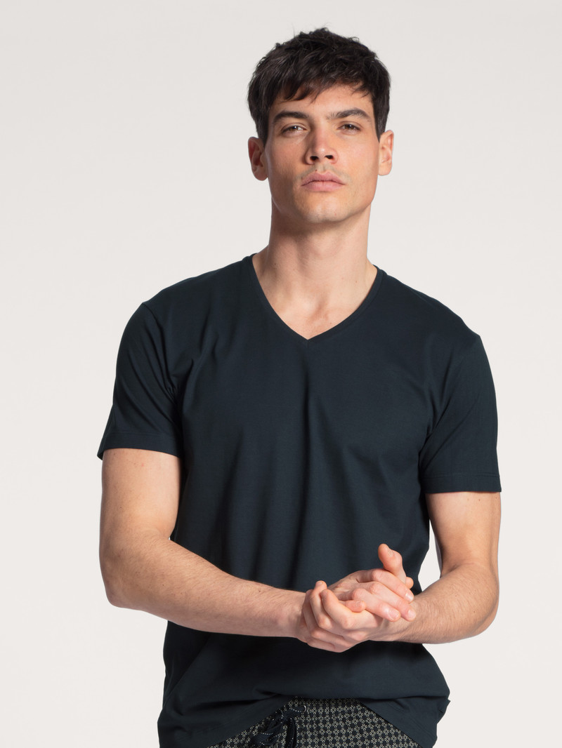 Calida Remix Basic Sleep V-shirt Sovkläder Herr Mörk | GWVX95861